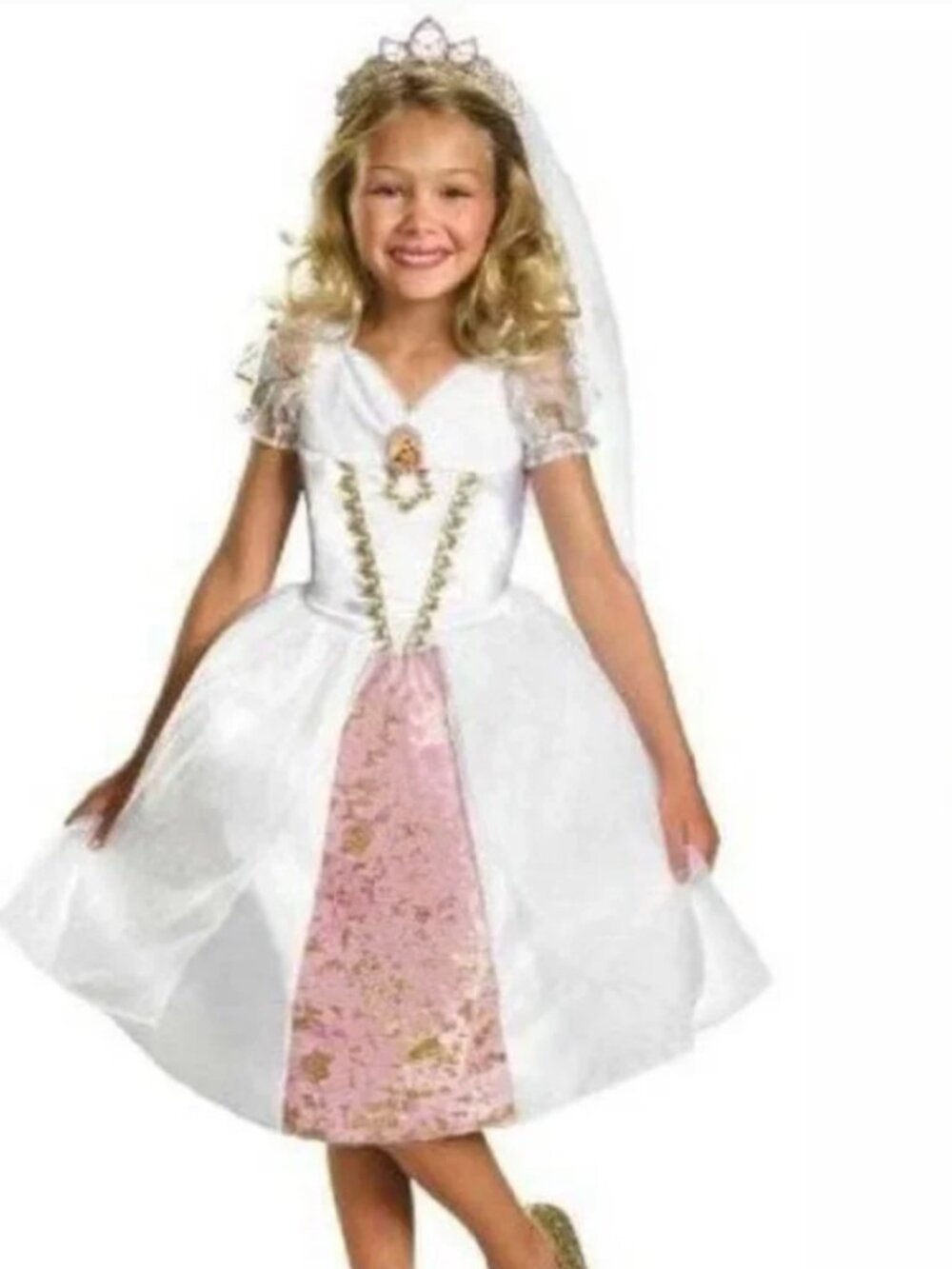 Princess Rapunzel Tangled Halloween Costume 3T/4T Dress & Veil Kids Girls Disney